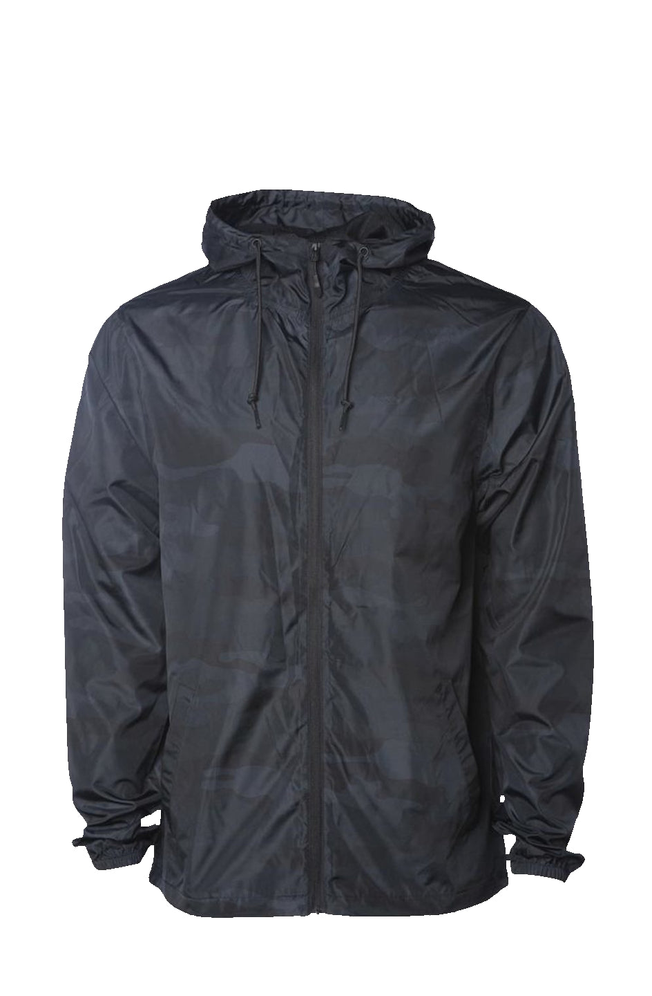 Black Camo Water Resistant Windbreaker Jacket