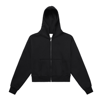 Women's Fleeced Zip-Up Cropped Hoodie