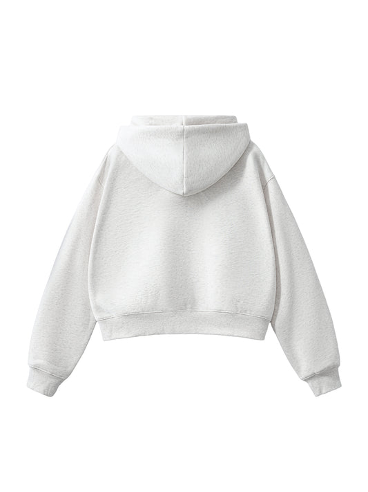 Women's Fleeced Zip-Up Cropped Hoodie